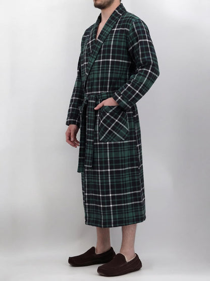 Andrew Scott Mens 2 Pack Long Sleep -Sauna Robe / 100% Cotton Flannel Brush Warm Bathrobe