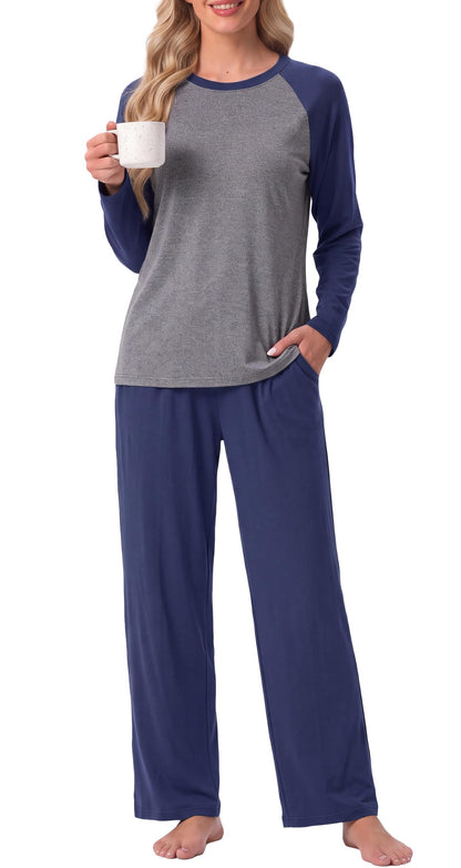 PrinStory Men's Pajama Sets Loungewear Sleepwear Pjs Lightweight Long Sleeve Shirts and Bottoms Soft Comfy Sleep Sets S-4XL
