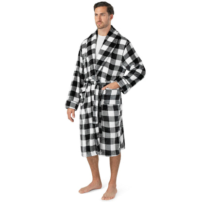 PAVILIA Soft Robe, Plush Warm Bathrobe for Men, Long Spa Bath Robe with Piping