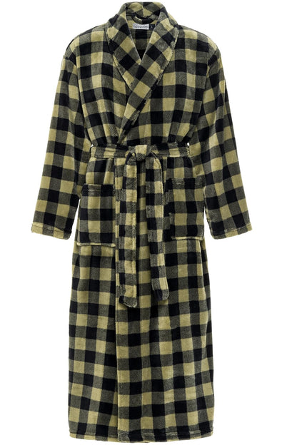 Men's Plush Fleece Robe, Warm Full Length Bathrobe, Big & Tall