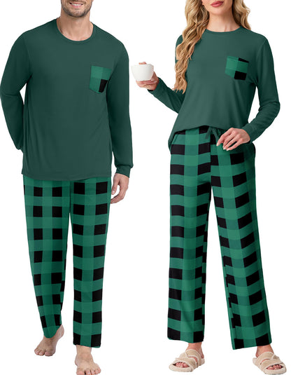 PrinStory Men's Pajama Sets Loungewear Sleepwear Pjs Lightweight Long Sleeve Shirts and Bottoms Soft Comfy Sleep Sets S-4XL