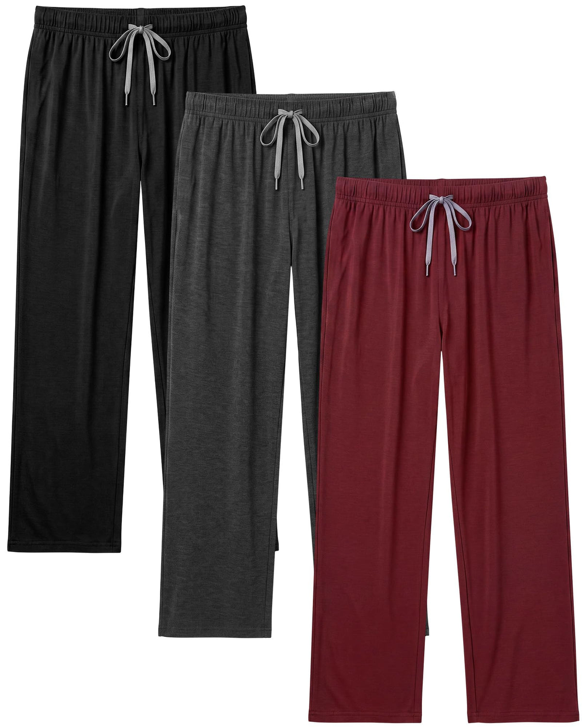 3 Pack Mens Cotton Pajamas Pants Lounge Pjs Bottoms Sleepwear Bottoms Soft Pants with Pockets Drawstring