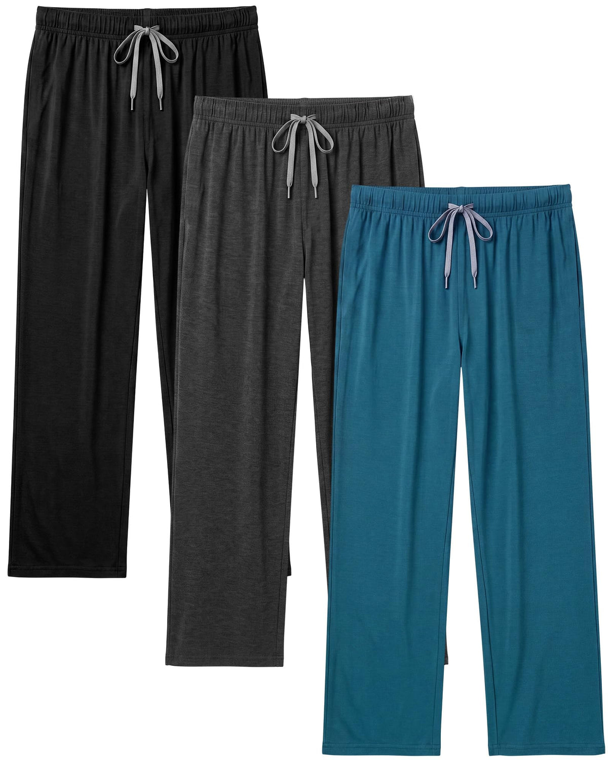 3 Pack Mens Cotton Pajamas Pants Lounge Pjs Bottoms Sleepwear Bottoms Soft Pants with Pockets Drawstring