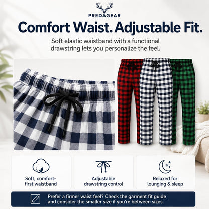 Mens Pajama Pants 3-Pack Ultra-Soft Cotton Sleep & Lounge Bottoms with Pockets Elastic Waist