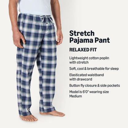 Amazon Essentials Men's Cotton Poplin Straight-Fit Pajama Pants with Pockets, Elastic Waist, Drawstring