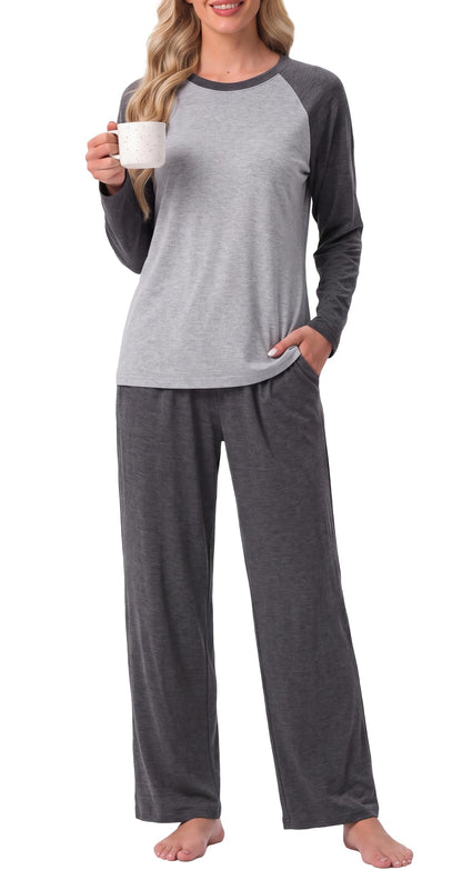 PrinStory Men's Pajama Sets Loungewear Sleepwear Pjs Lightweight Long Sleeve Shirts and Bottoms Soft Comfy Sleep Sets S-4XL