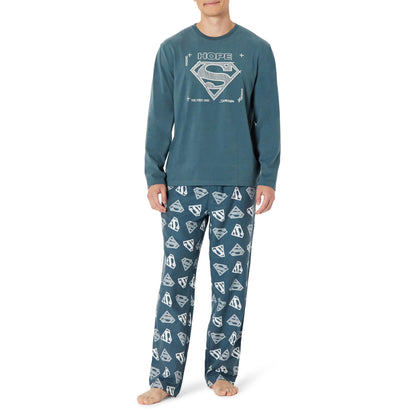 Amazon Essentials Men's 100% Cotton Flannel Pant and Long-Sleeve T-Shirt Pajama Set