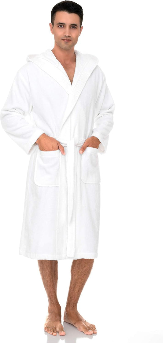 TowelSelections Mens Hooded Robe Cotton Terry Cloth Towel Bathrobe Soft Shower Bath Robes for Men XS to 4X