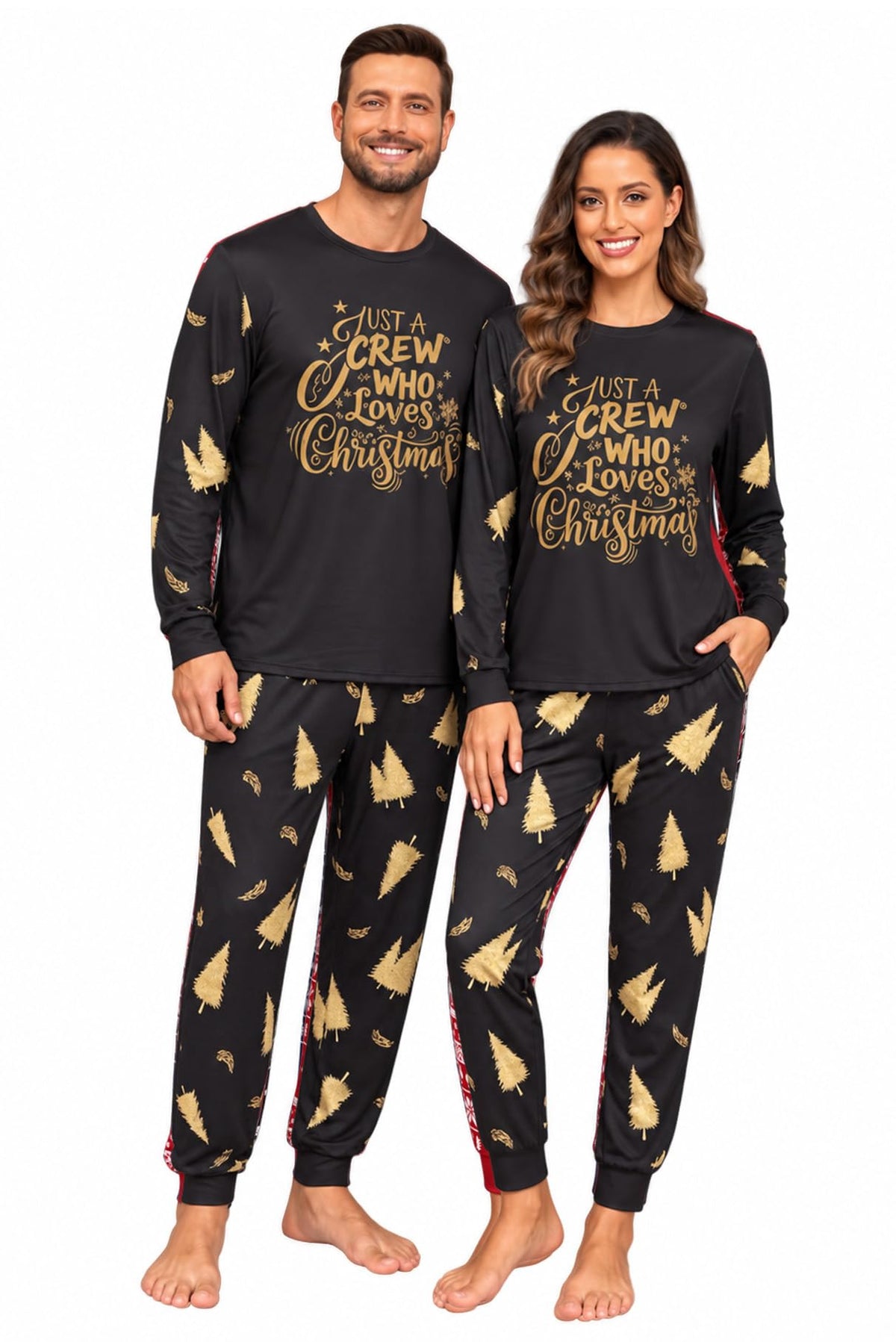 PrinStory Pajamas Set for Men & Women Long Sleeve Soft Sleepwear S-2XL