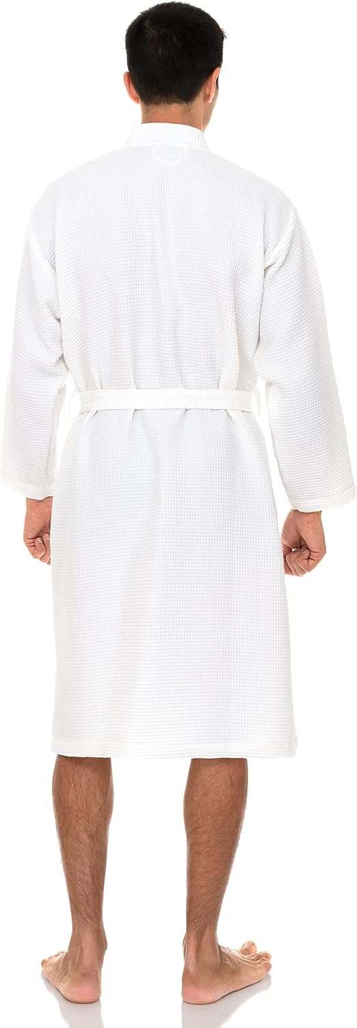 TowelSelections Mens Waffle Robe Spa Kimono Bathrobe Lightweight Shower Bath Robe for Men XS to 2X