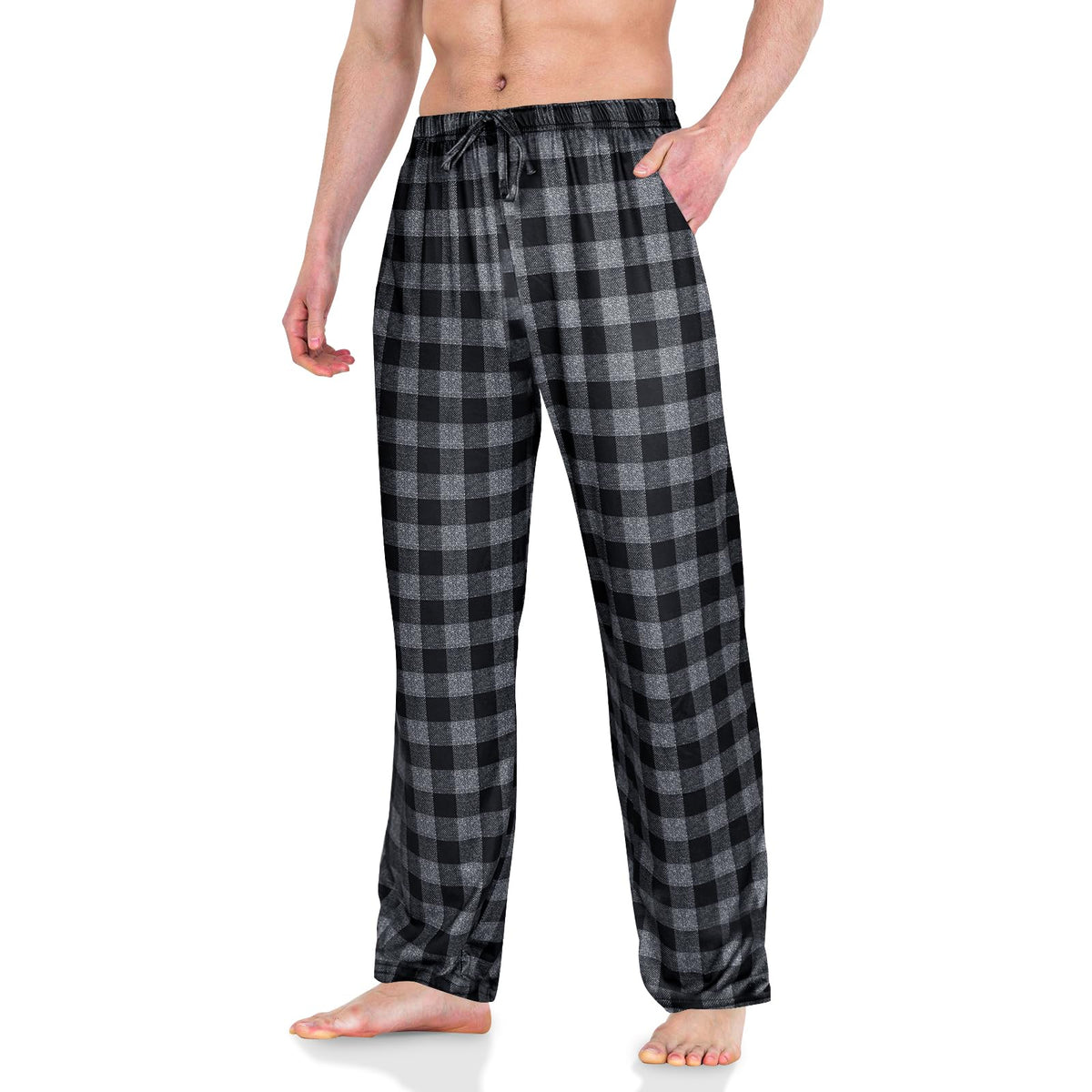 Mens Pajama Pants Cotton Drawstring Lounge Sleep Pants with Pockets Comfy Elastic Waist Pj Pajama Bottoms Sleepwear