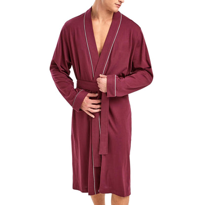 HOLOVE Men's Cotton Lightweight Robes Shower Spa Kimono Bathrobe