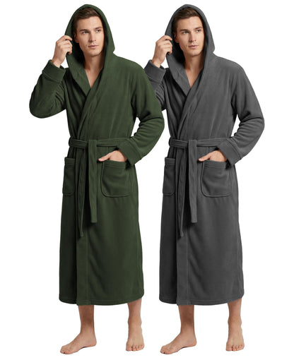 Andrew Scott Men's Hooded Plush Fleece Bathrobe | Ultra Soft Long Spa Robe | Ultimate Comfort & Warmth | Multi Packs Colors