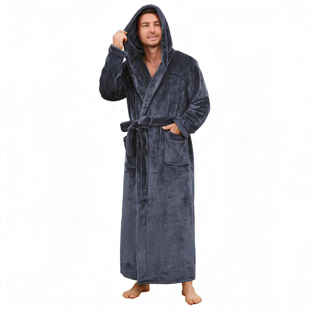 U2SKIIN Mens Robe with Hood, Full Length Thick Plush Big & Tall Bathrobe