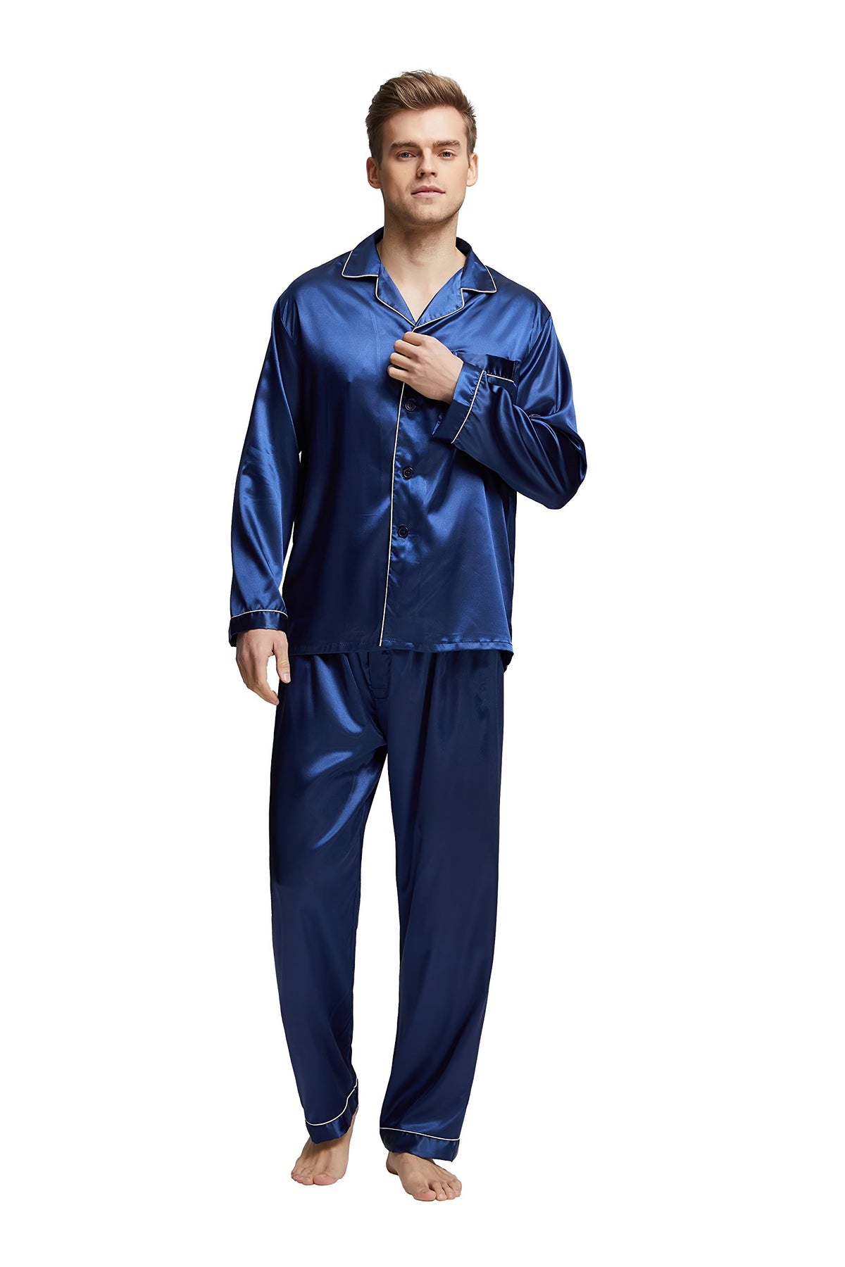 TONY & CANDICE Men's Classic Satin Pajama Set Sleepwear