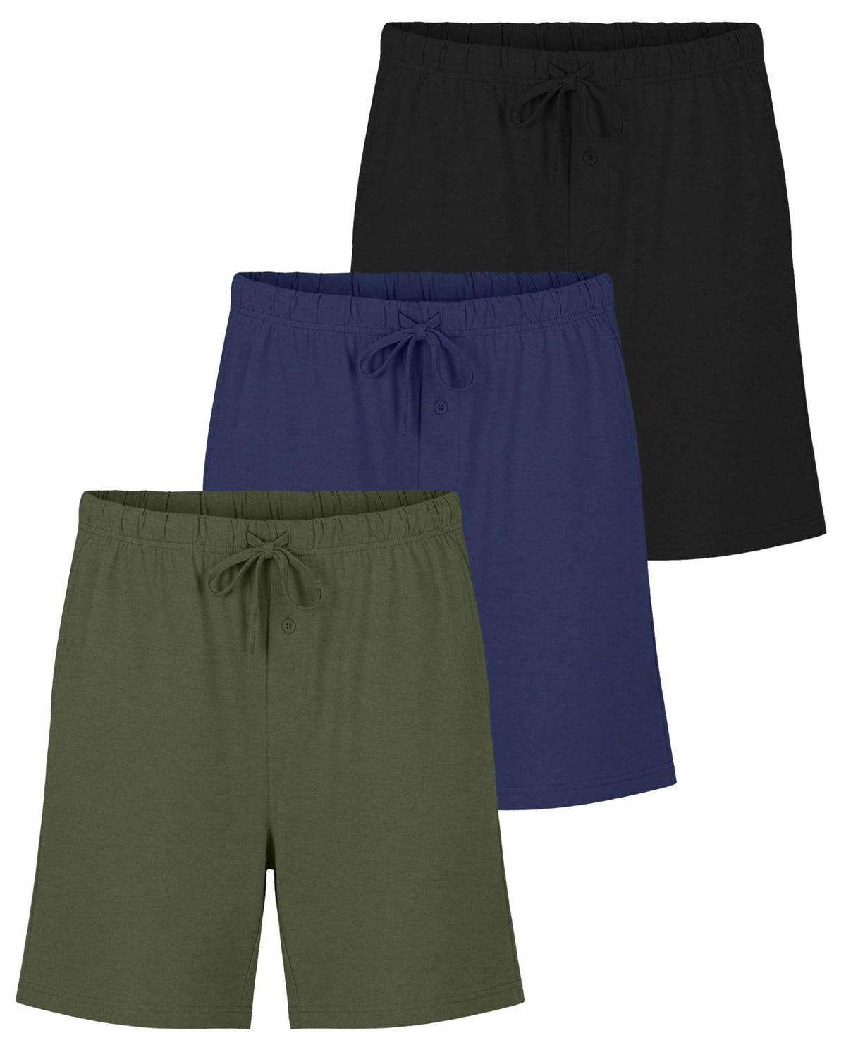 3 Pack Men's Pajama Shorts Sleep Lounge Cotton Sleepwear PJ Bottoms Pockets