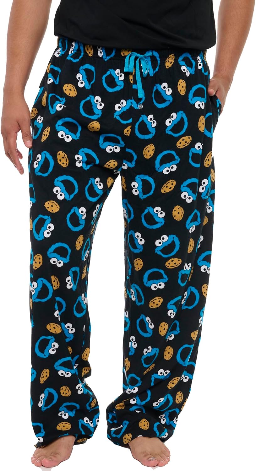 Sesame Street Mens Cookie Monster Lounge Pants AOP Pajama Bottoms