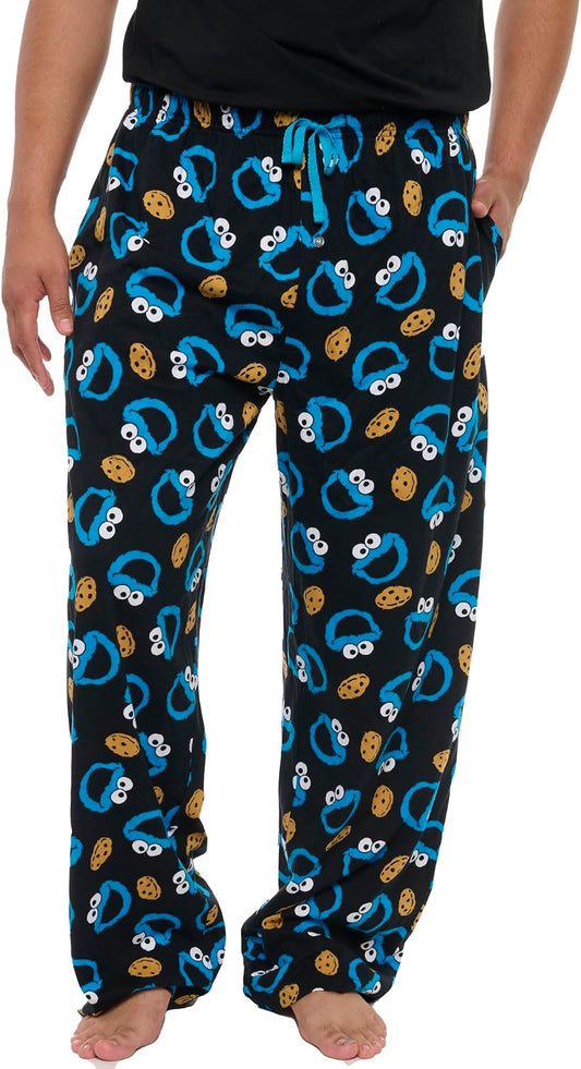 Sesame Street Mens Cookie Monster Lounge Pants AOP Pajama Bottoms