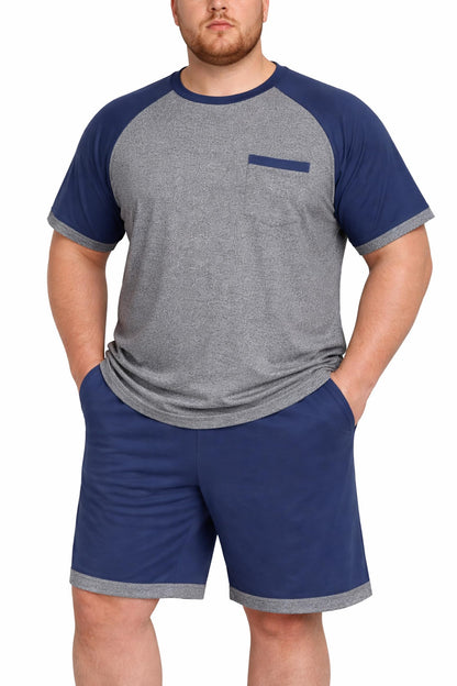 Mens Pajamas Set Shirt and Shorts Lightweight Summer Sleepwear