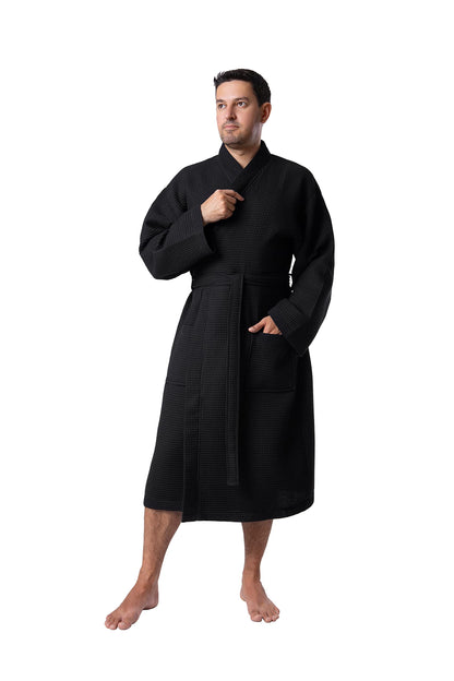 BAGNO MILANO 100% Turkish Cotton Waffle Men's Bathrobe, Soft Spa & Hotel