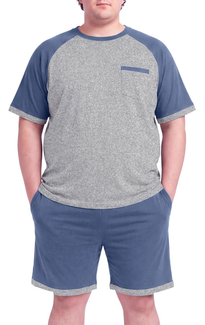 Mens Pajamas Set Shirt and Shorts Lightweight Summer Sleepwear