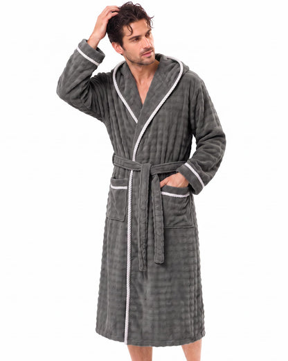 U2SKIIN Mens Robe Quick Dry Fleece Hooded Bathrobe for Men Spa Robe