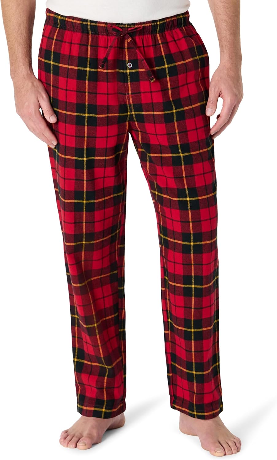 Amazon Essentials Men's 100% Cotton Flannel Sleep Pant, Relaxed Fit Lounge Pants with Elastic Waist and Drawstring