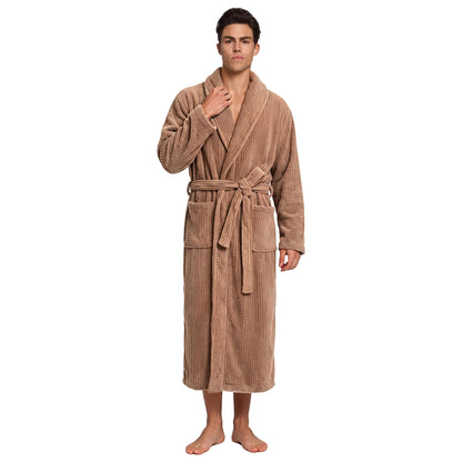 PJGGZ Men's Shawl Collar Bathrobe, Soft Long Towel Robe for Men - Super Absorbent Quick Dry yet Warm