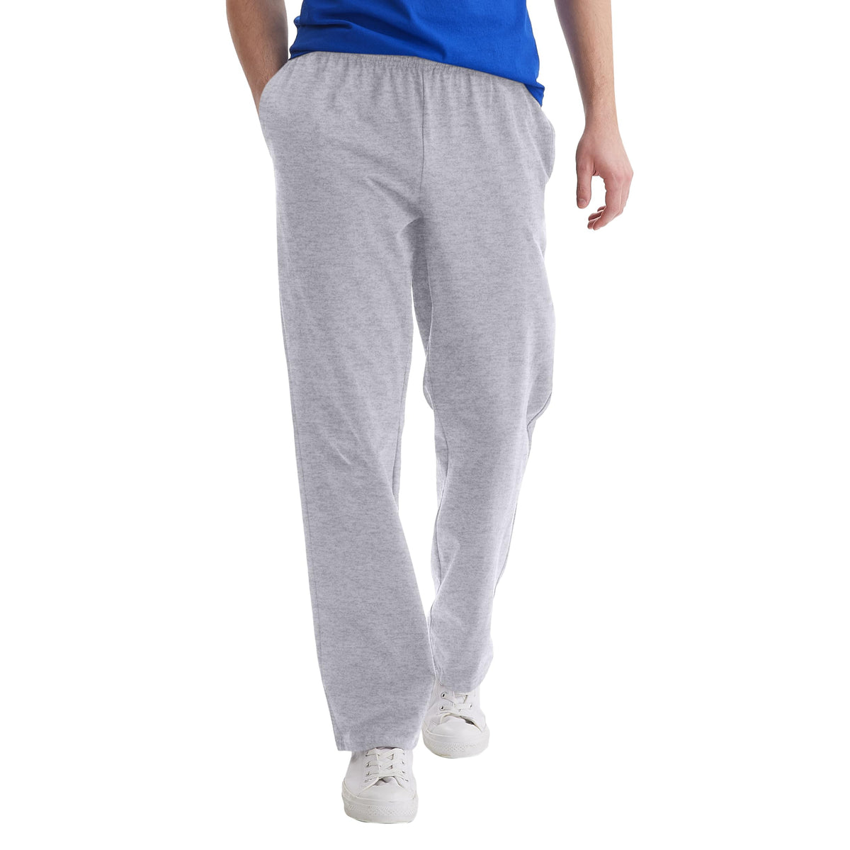 Hanes Men's Sweatpants Pack - 3-Pack - Essentials Midweight Cotton Jersey Lounge Pants - Open Bottom - Pockets - 32"