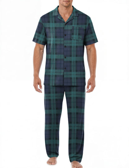 EKouear Mens Pajamas Set Button Down Short Sleeve Shirt Pjs with Long Pants