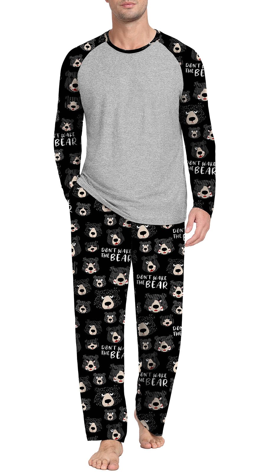 PrinStory Men's Pajama Sets Loungewear Sleepwear Pjs Lightweight Long Sleeve Shirts and Bottoms Soft Comfy Sleep Sets S-4XL