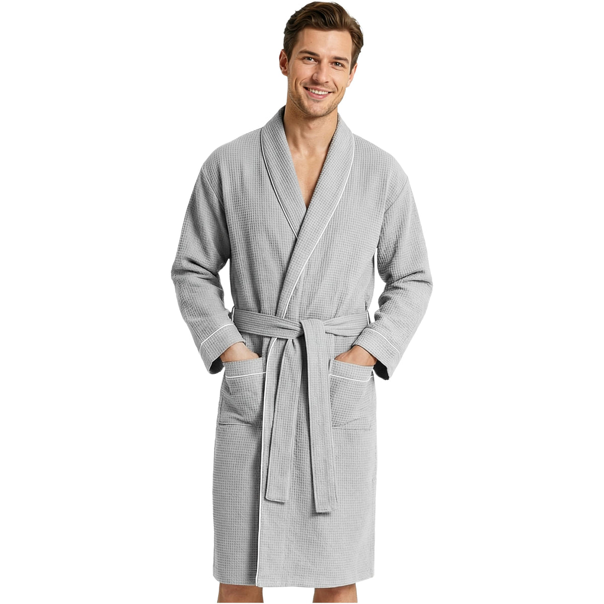 Get Trend Waffle Robes for Men M-3XL, Lightweight Soft Bathrobes, Cozy House Coat for Spa, Shower & Hotel