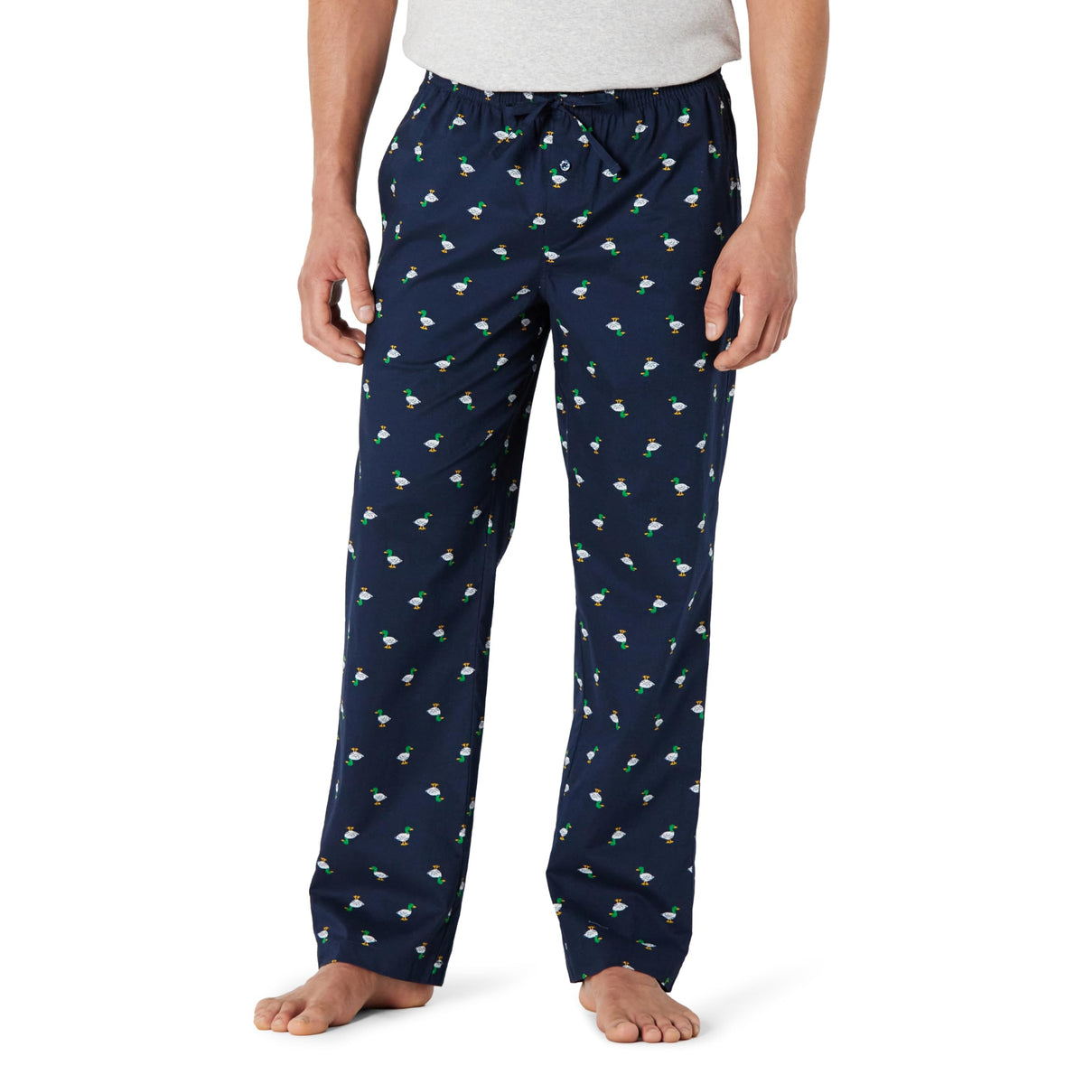 Amazon Essentials Men's Cotton Poplin Straight-Fit Pajama Pants with Pockets, Elastic Waist, Drawstring