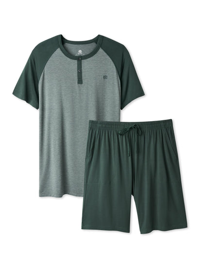 DAVID ARCHY Men's Bamboo Rayon Cooling Pajama Set, T-Shirt and Shorts