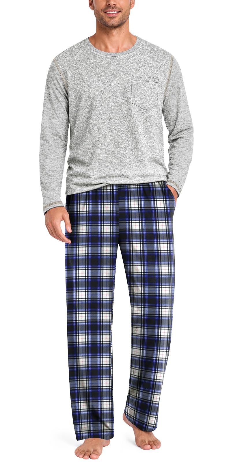 Aodemo Mens Pajamas Set 2 Piece Pjs Sleepwear Loungewear with Pocket