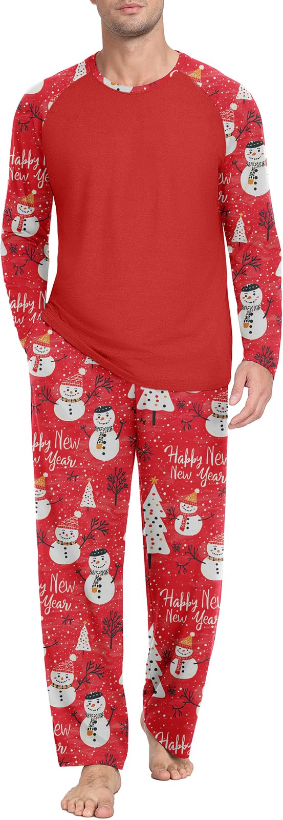 PrinStory Men's Pajama Sets Loungewear Sleepwear Pjs Lightweight Long Sleeve Shirts and Bottoms Soft Comfy Sleep Sets S-4XL