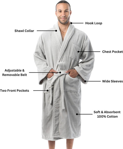 Alpine Swiss Pure Cotton Mens Terry Cloth Bathrobe Super Absorbent Spa Robe