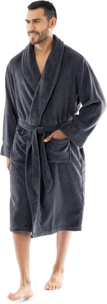 Fruit of the Loom Men's Solid Plush Fleece Robe