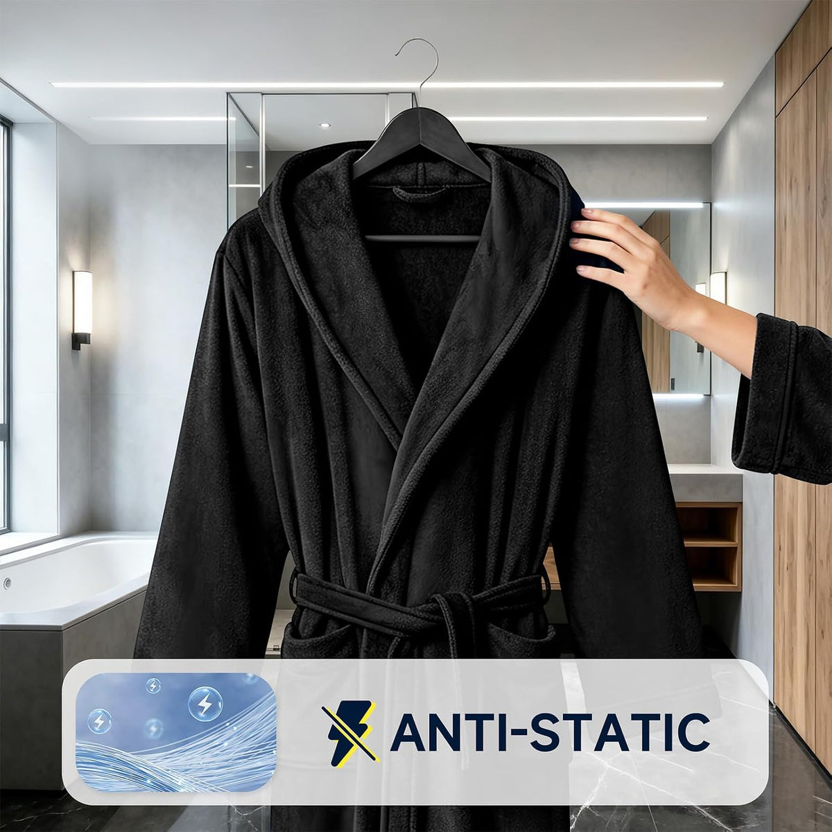 Men's Hooded Robe, Premium Plush Warm Bathrobe