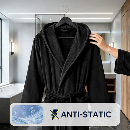 Men's Hooded Robe, Premium Plush Warm Bathrobe