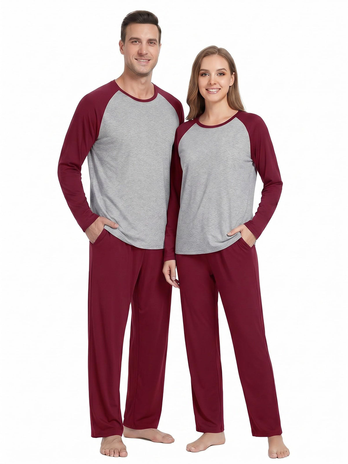 PrinStory Men's Pajama Sets Loungewear Sleepwear Pjs Lightweight Long Sleeve Shirts and Bottoms Soft Comfy Sleep Sets S-4XL
