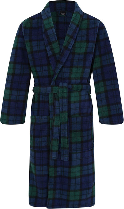 John Christian Men's Fleece Robe, Scottish Black Watch Tartan