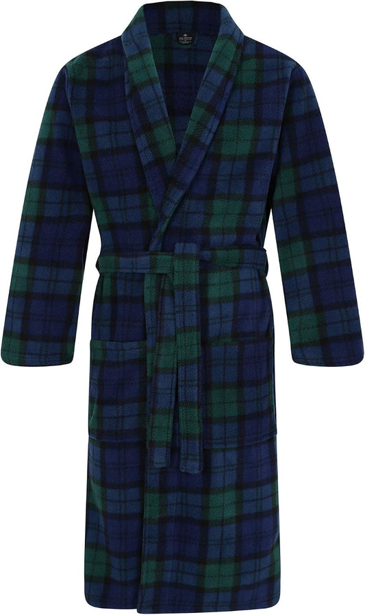 John Christian Men's Fleece Robe, Scottish Black Watch Tartan