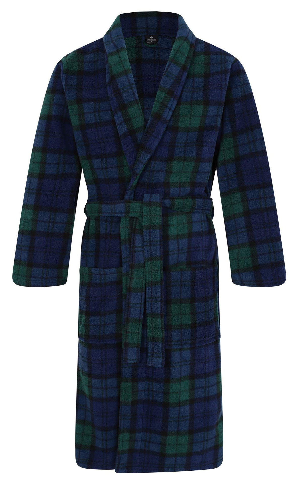 John Christian Men's Fleece Robe, Scottish Black Watch Tartan