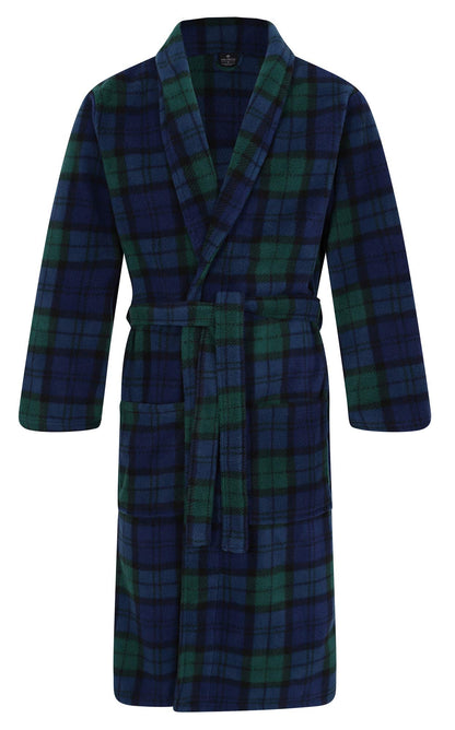 John Christian Men's Fleece Robe, Scottish Black Watch Tartan