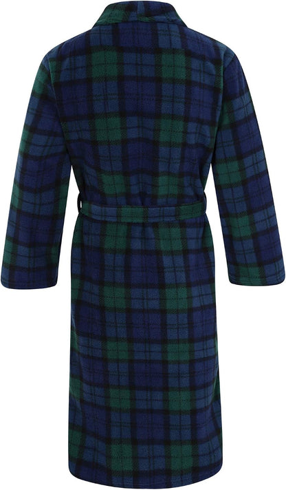John Christian Men's Fleece Robe, Scottish Black Watch Tartan