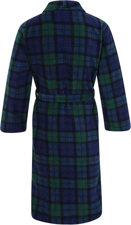John Christian Men's Fleece Robe, Scottish Black Watch Tartan