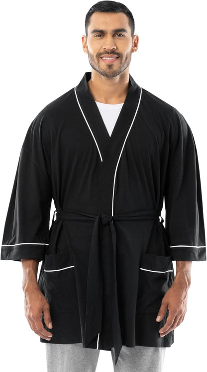 Fruit of the Loom Men's Jersey Knit Kimono Robe