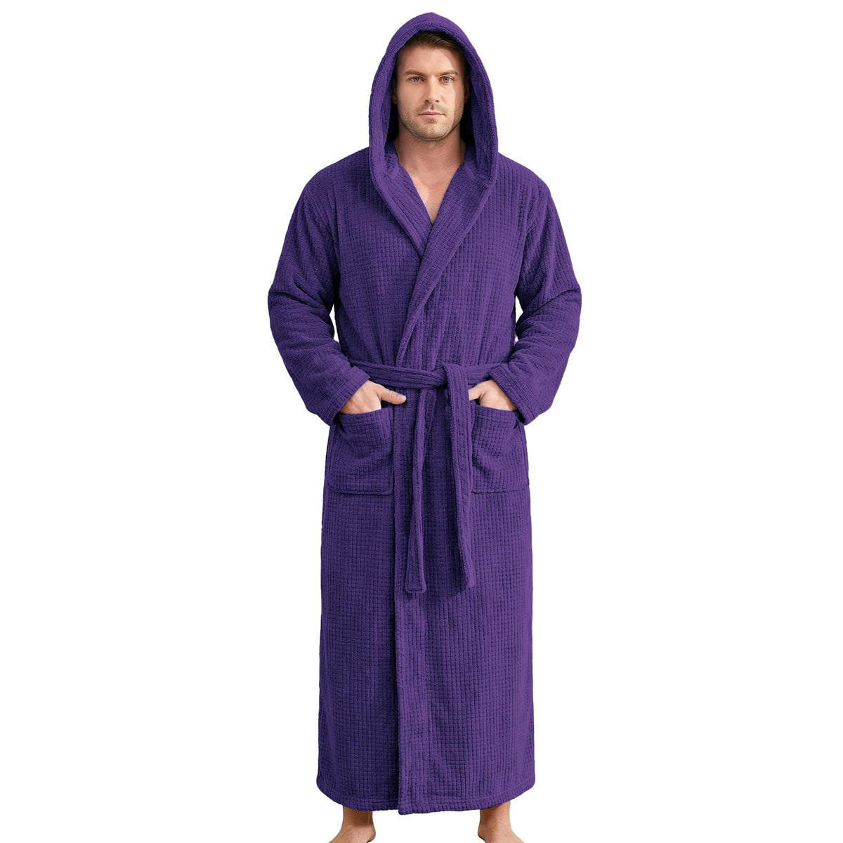PJGGZ Bathrobes for Men Full Length - Soft Absorbent Long Towel Robes with Hood (Available for Big and Tall)