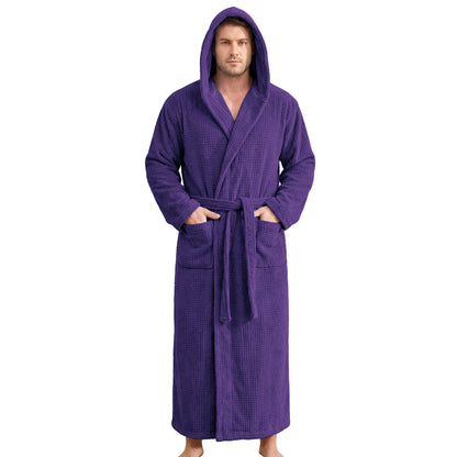 PJGGZ Bathrobes for Men Full Length - Soft Absorbent Long Towel Robes with Hood (Available for Big and Tall)